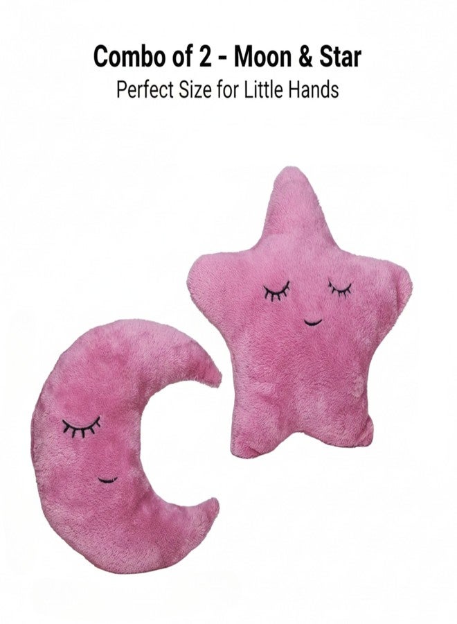 Humpy Hare Soft Plush Moon & Star Pillow Toy Set Combo of 2 | Cot Cushion & Playtime Soft Toy for Kids, Children, and Babies | Stuffed Plush Pillow | (Pink & Pink) - Image 2